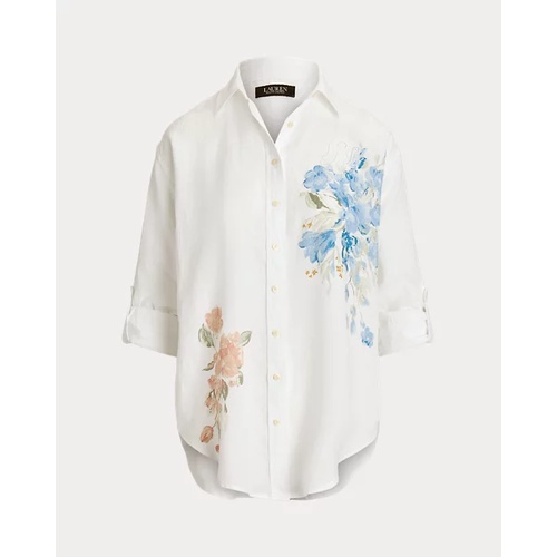 폴로 랄프로렌 Oversize Floral Eyelet-Logo Linen Shirt