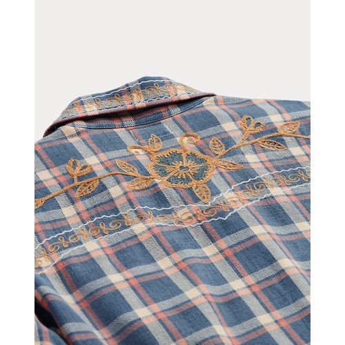 폴로 랄프로렌 Plaid Twill Tie-Front Blouse