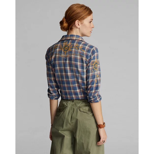 폴로 랄프로렌 Plaid Twill Tie-Front Blouse