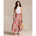 Plaid Linen Wrap Skirt