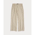 Floral-Print Seeded Linen Pant