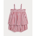 Striped Cotton Poplin Top & Bloomer Set