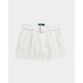 Belted Pleated Linen Short