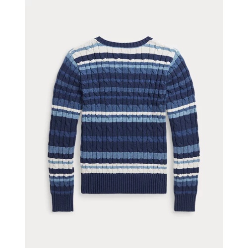 폴로 랄프로렌 Striped Cable-Knit Cotton Sweater