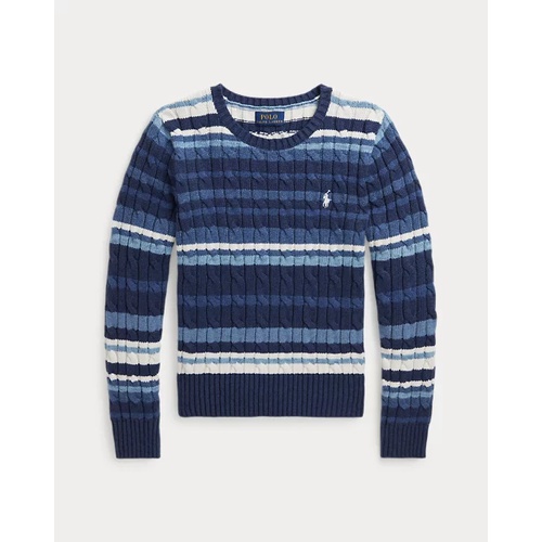 폴로 랄프로렌 Striped Cable-Knit Cotton Sweater