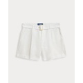 Belted Pleated Linen Short