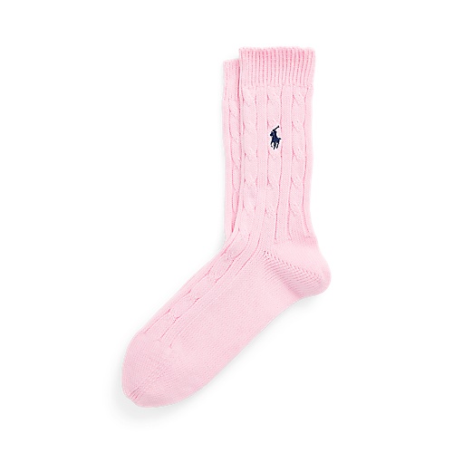 폴로 랄프로렌 Cable-Knit Cotton-Blend Crew Socks