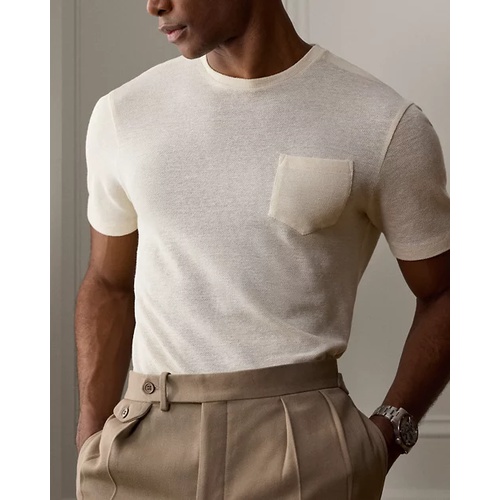 폴로 랄프로렌 Linen-Cotton Pique Pocket T-Shirt