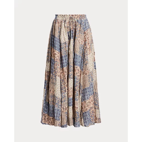 폴로 랄프로렌 Patchwork Crinkled Cotton Gauze Skirt