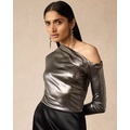 Metallic Jersey Long-Sleeve Top