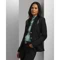 Faux-Leather-Trim Ponte Blazer