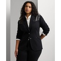 Faux-Leather-Trim Ponte Blazer