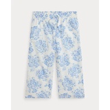 Floral Slub Cotton Pull-On Pant