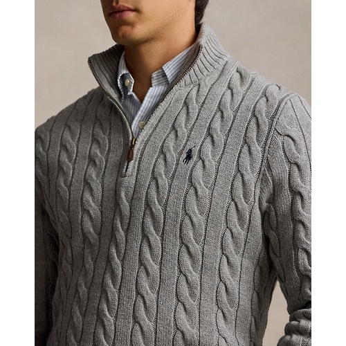 폴로 랄프로렌 Cable-Knit Cotton Quarter-Zip Sweater