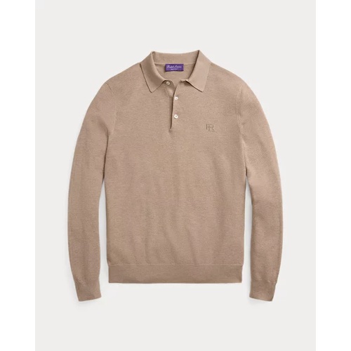 폴로 랄프로렌 Textured Silk-Cotton Polo-Collar Sweater