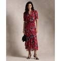 Floral Georgette Tie-Neck Dress