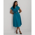 Stretch-Cotton Blend Surplice Dress