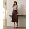 Millie Buckle-Trim Lambskin Skirt