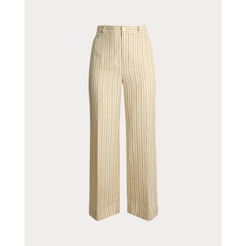 폴로 랄프로렌 Pinstripe Linen-Blend Wide-Leg Pant