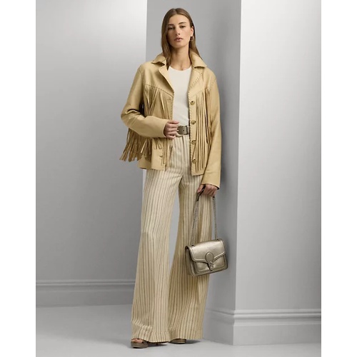 폴로 랄프로렌 Pinstripe Linen-Blend Wide-Leg Pant