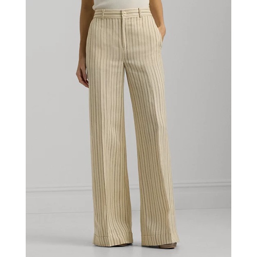 폴로 랄프로렌 Pinstripe Linen-Blend Wide-Leg Pant