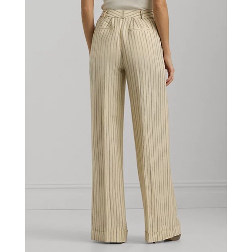 폴로 랄프로렌 Pinstripe Linen-Blend Wide-Leg Pant