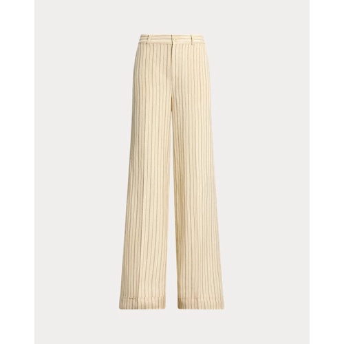 폴로 랄프로렌 Pinstripe Linen-Blend Wide-Leg Pant