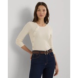 Button-Trim Rib-Knit Cotton-Blend Top