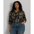 Floral Georgette Blouson-Sleeve Shirt