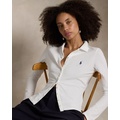 Buttoned-Placket Long-Sleeve Polo Shirt