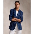 Pinstripe Linen-Cotton Blazer