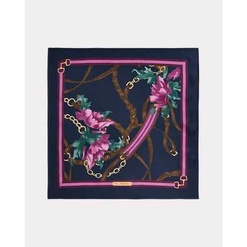 폴로 랄프로렌 Belting-Print Floral Silk Square Scarf