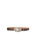 Tooled-Buckle Calfskin Belt