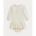 Waffle Cotton Henley Dress & Bloomer