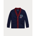 Fleece Letterman V-Neck Cardigan