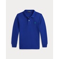 Cotton Mesh Long-Sleeve Polo Shirt