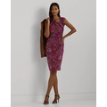 Paisley Stretch Jersey Cap-Sleeve Dress