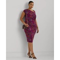 Paisley Stretch Jersey Cap-Sleeve Dress