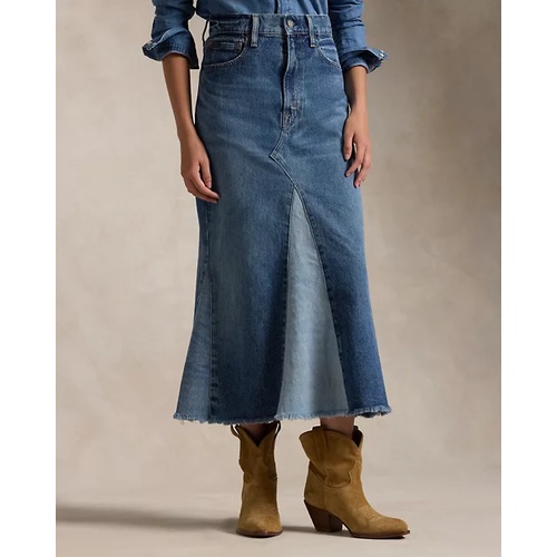 폴로 랄프로렌 Deconstructed Patchwork Denim Skirt