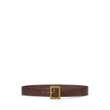 Tumbled Leather Rectangle-Buckle Belt