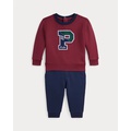 Fleece Letterman Sweatshirt & Pant Set