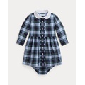 Plaid Cotton Poplin Shirtdress & Bloomer