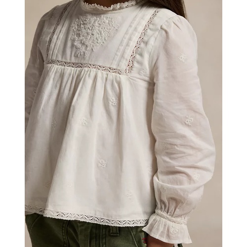 폴로 랄프로렌 Embroidered Cotton Voile Top