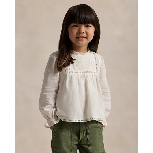 폴로 랄프로렌 Embroidered Cotton Voile Top