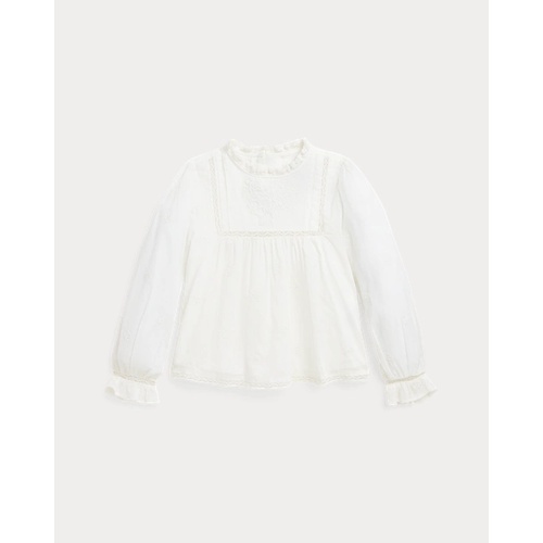 폴로 랄프로렌 Embroidered Cotton Voile Top