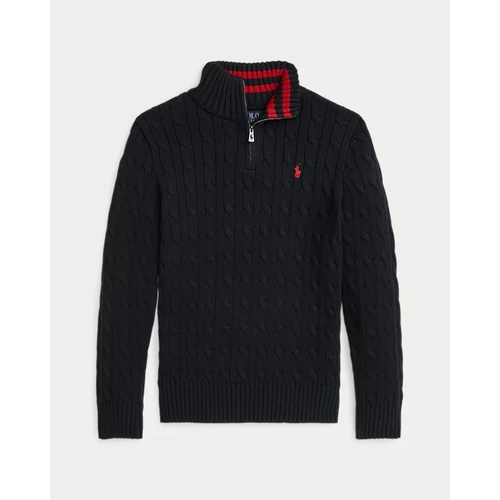 폴로 랄프로렌 Cable-Knit Cotton Quarter-Zip Sweater