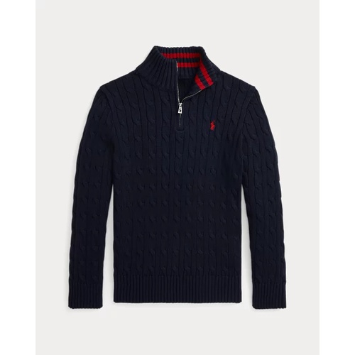 폴로 랄프로렌 Cable-Knit Cotton Quarter-Zip Sweater