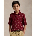 Equestrian-Print Cotton Mesh Polo Shirt