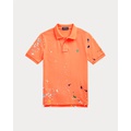 Paint Splatter Print Mesh Polo Shirt