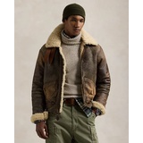 Leather-Trim Shearling Bomber Jacket